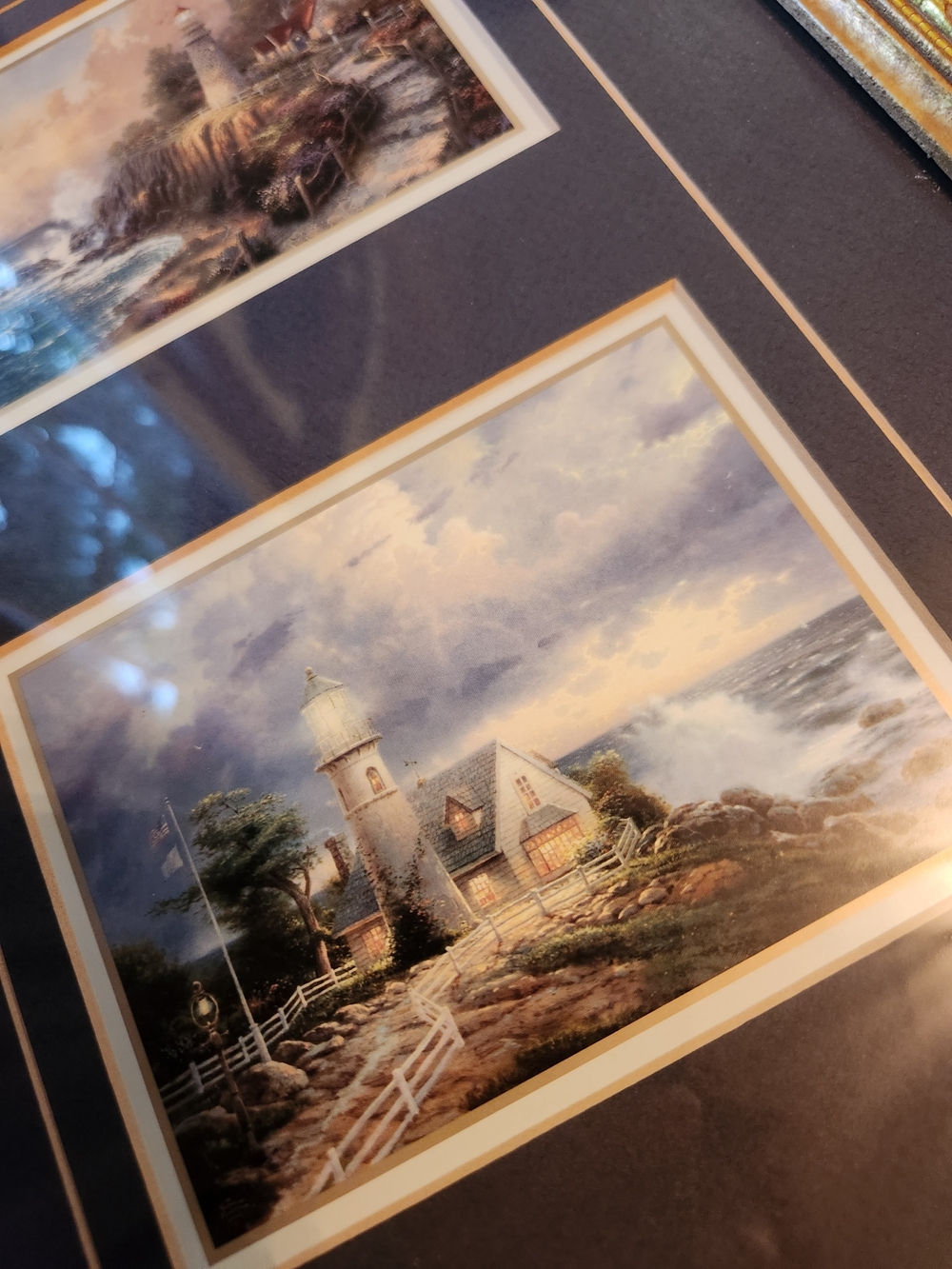 Framed Triple Lighthouse Seascape Accent Prints in Black and Gold - Picture 8 of 10